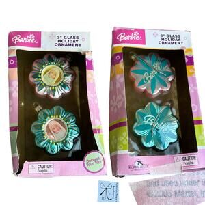Mattel Barbie 2005 2-CT 3" Glass Holiday Ornaments